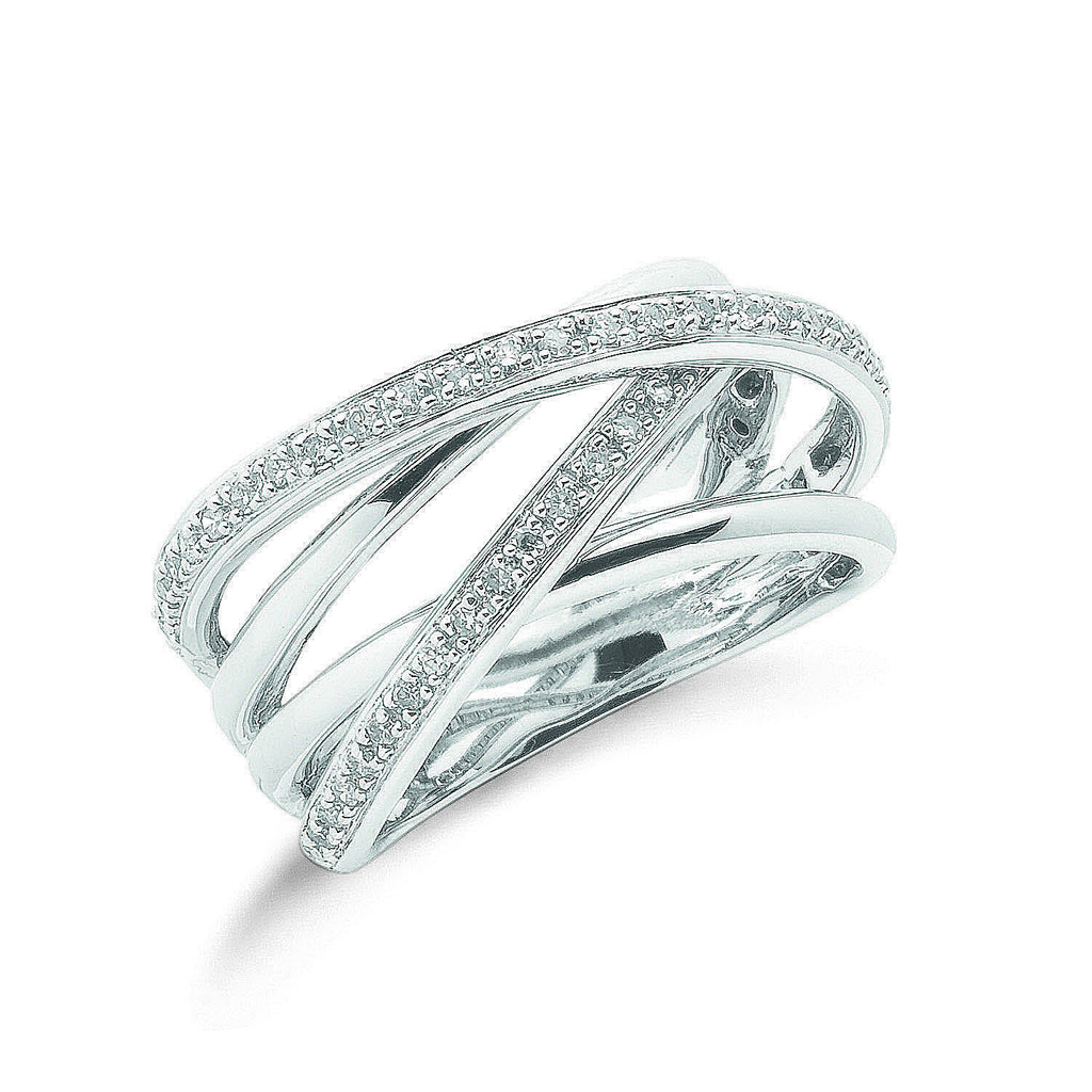 9ct White Gold 0.25ct Diamond Crossover Ring