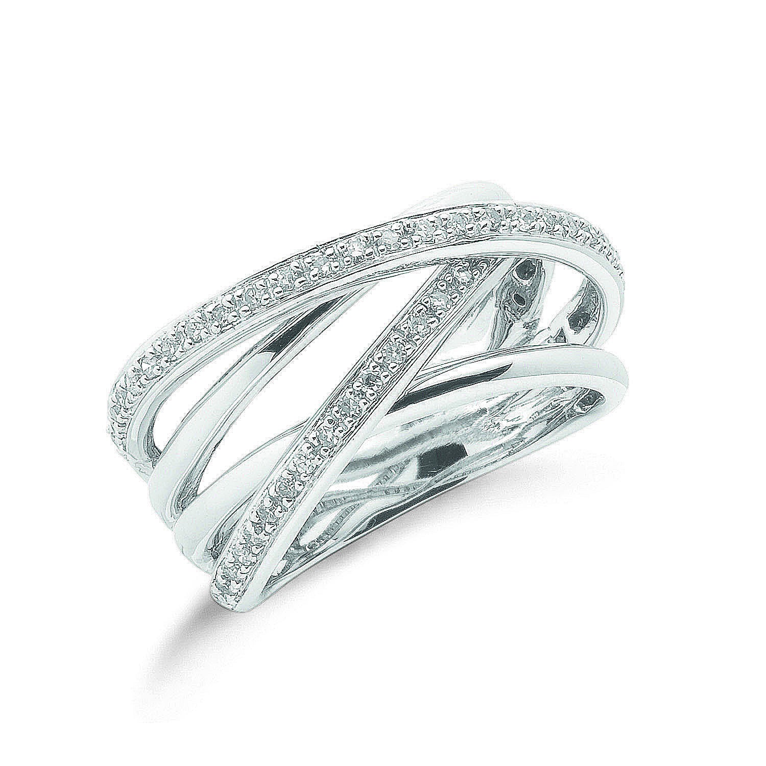 9ct White Gold 0.25ct Diamond Crossover Ring