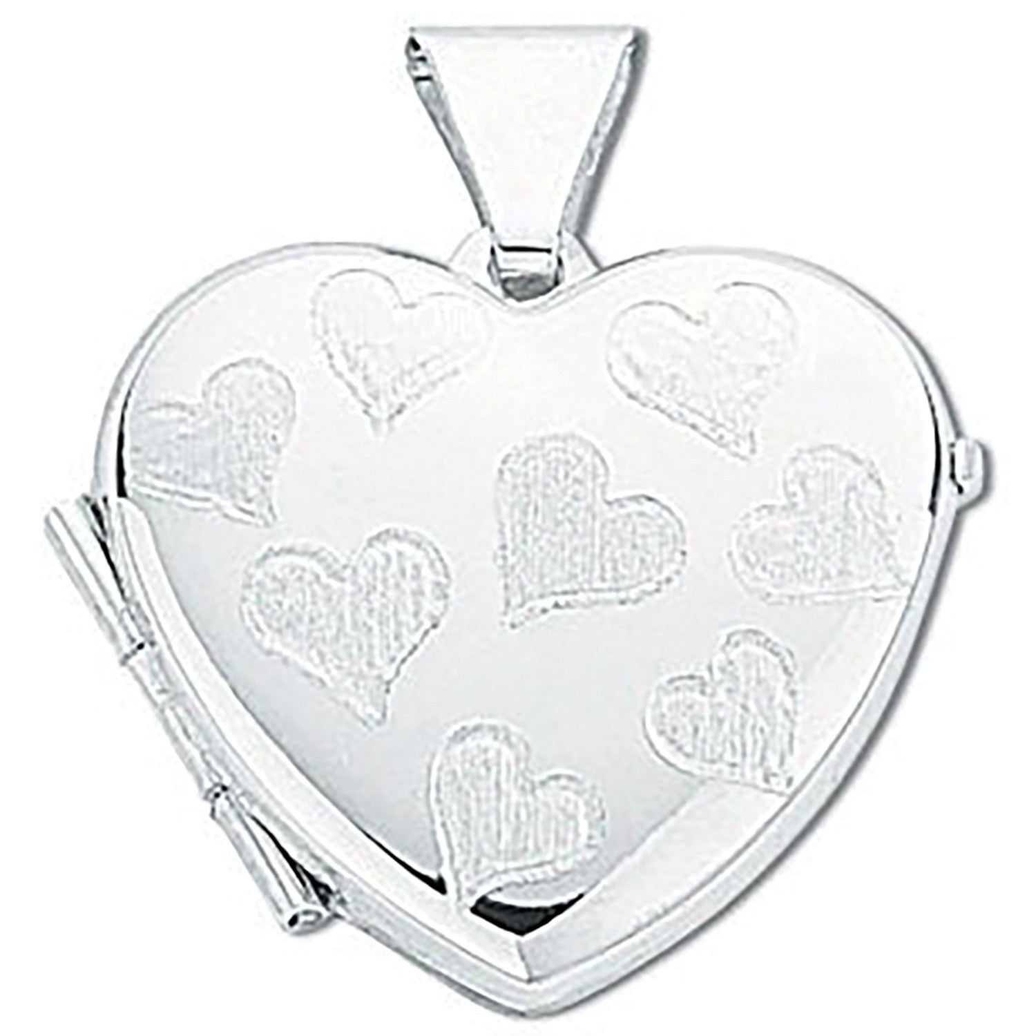 Sterling Silver Small Engraved Heart Shaped Locket
