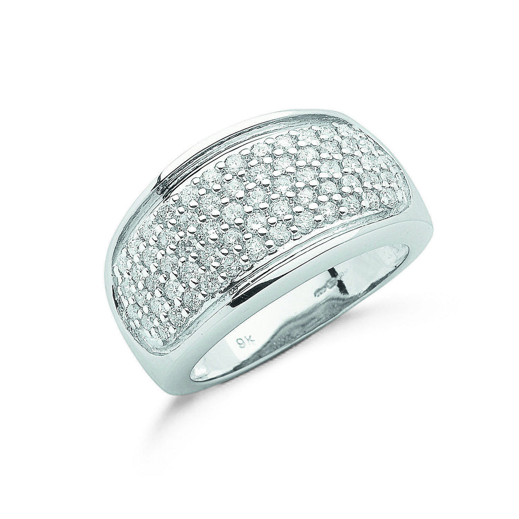 9ct White Gold 1.00ct Diamond Bombay Ring