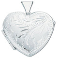 Sterling Silver Medium Engraved Heart Shaped Locket