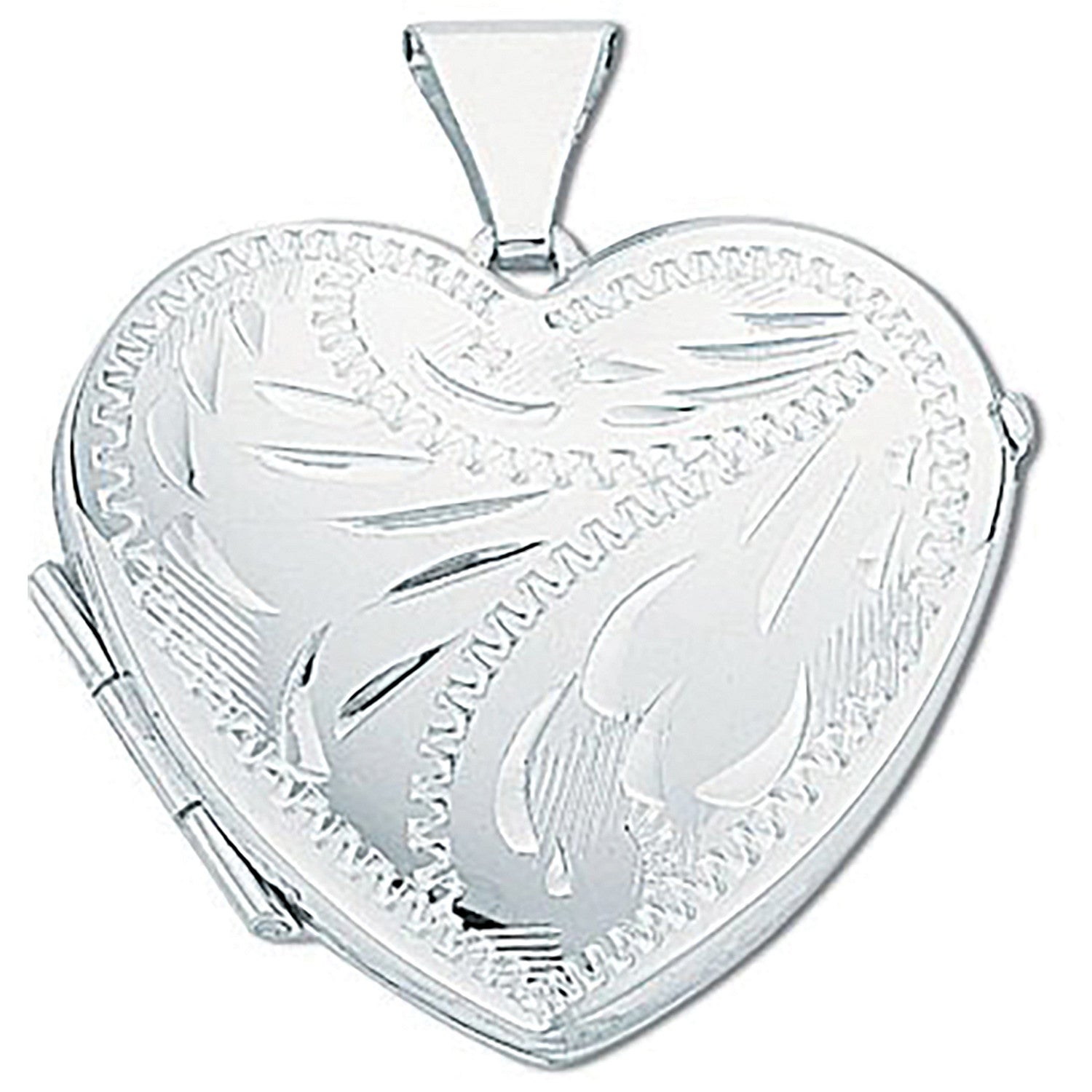 Sterling Silver Medium Engraved Heart Shaped Locket