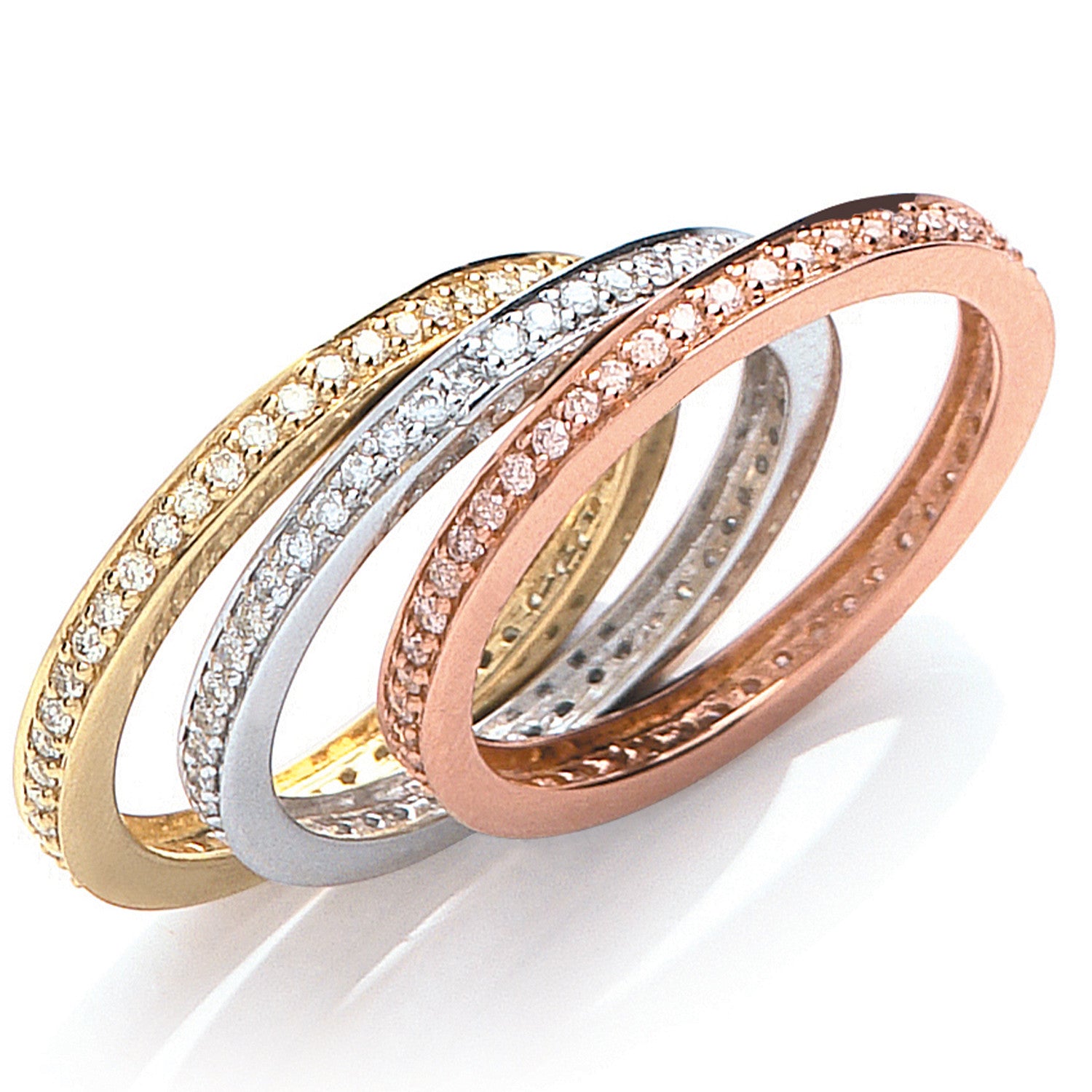 18ct 3 Colour Set 0.68ct Diamond Ring