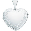 Sterling Silver Large Engraved Heart Shaped Locket