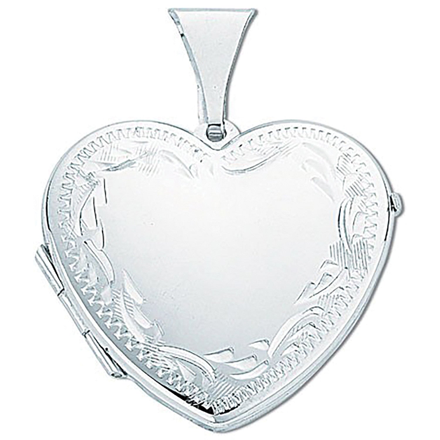 Sterling Silver Large Engraved Heart Shaped Locket