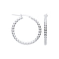 Sterling Silver Bead 25mm Hoop Earrings