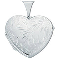 Sterling Silver Large Engraved Heart Shaped Locket