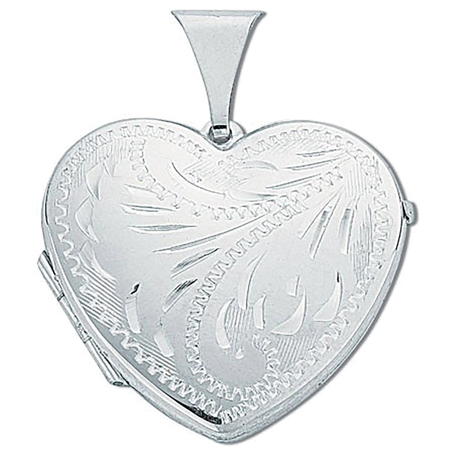 Sterling Silver Large Engraved Heart Shaped Locket
