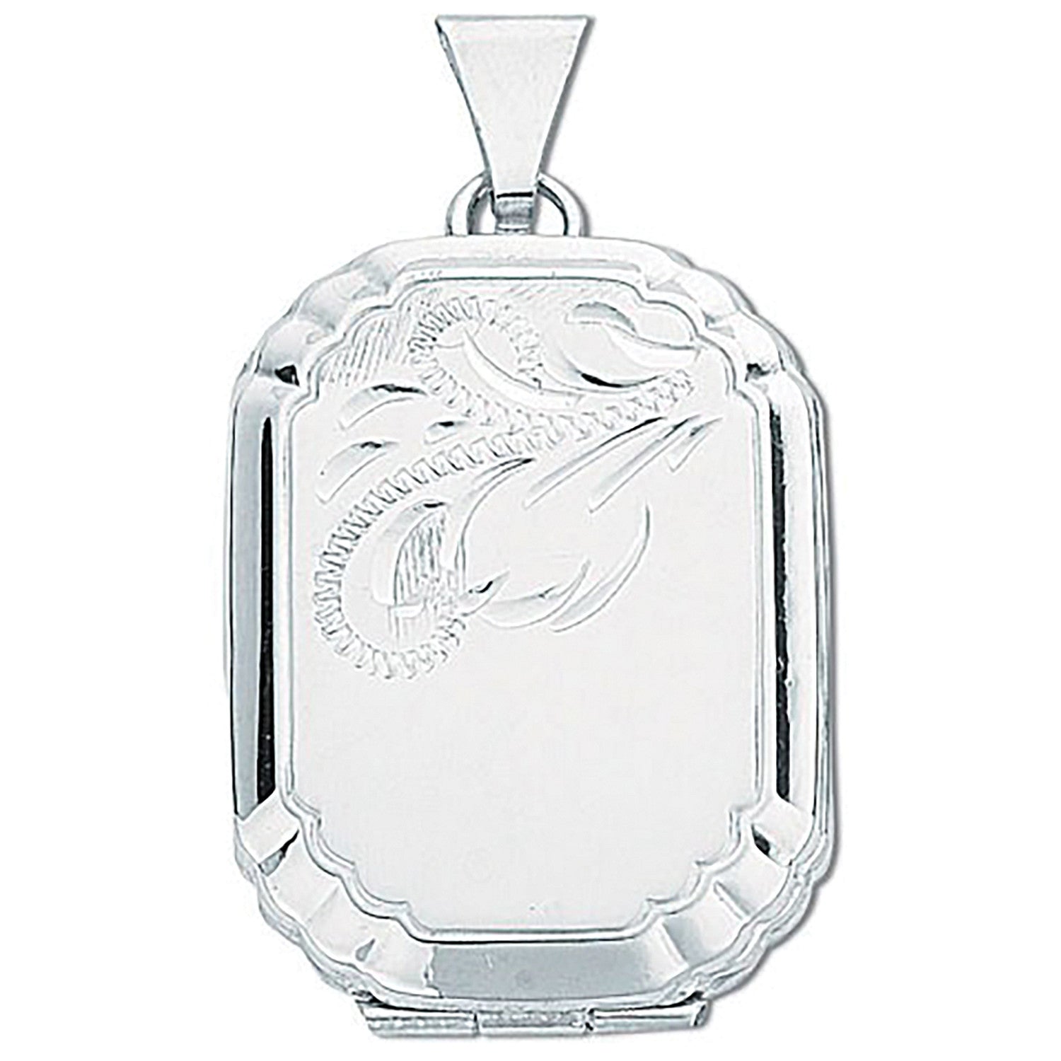 Sterling Silver Engraved Rectangular Shaped Locket