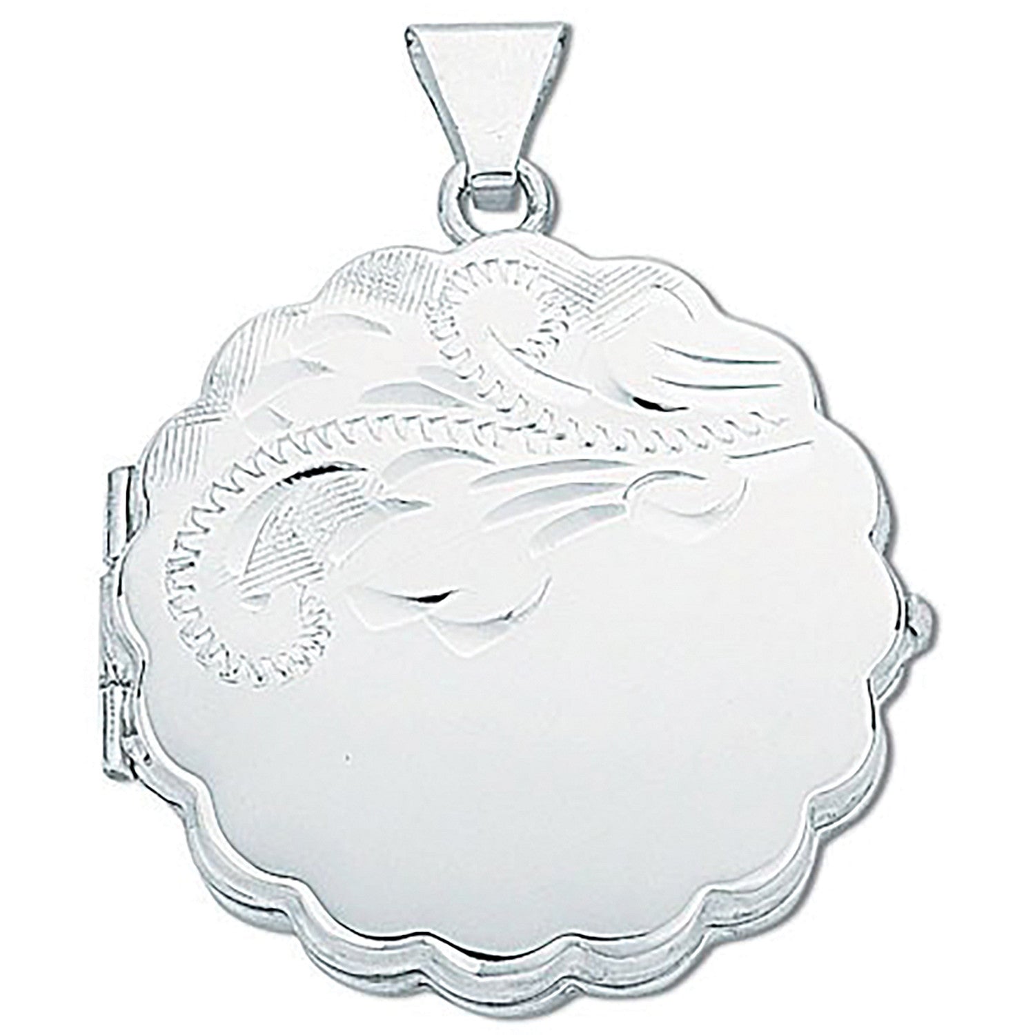 Sterling Silver Engraved Round Locket