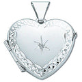 Sterling Silver Heart Shaped Diamond Set Locket