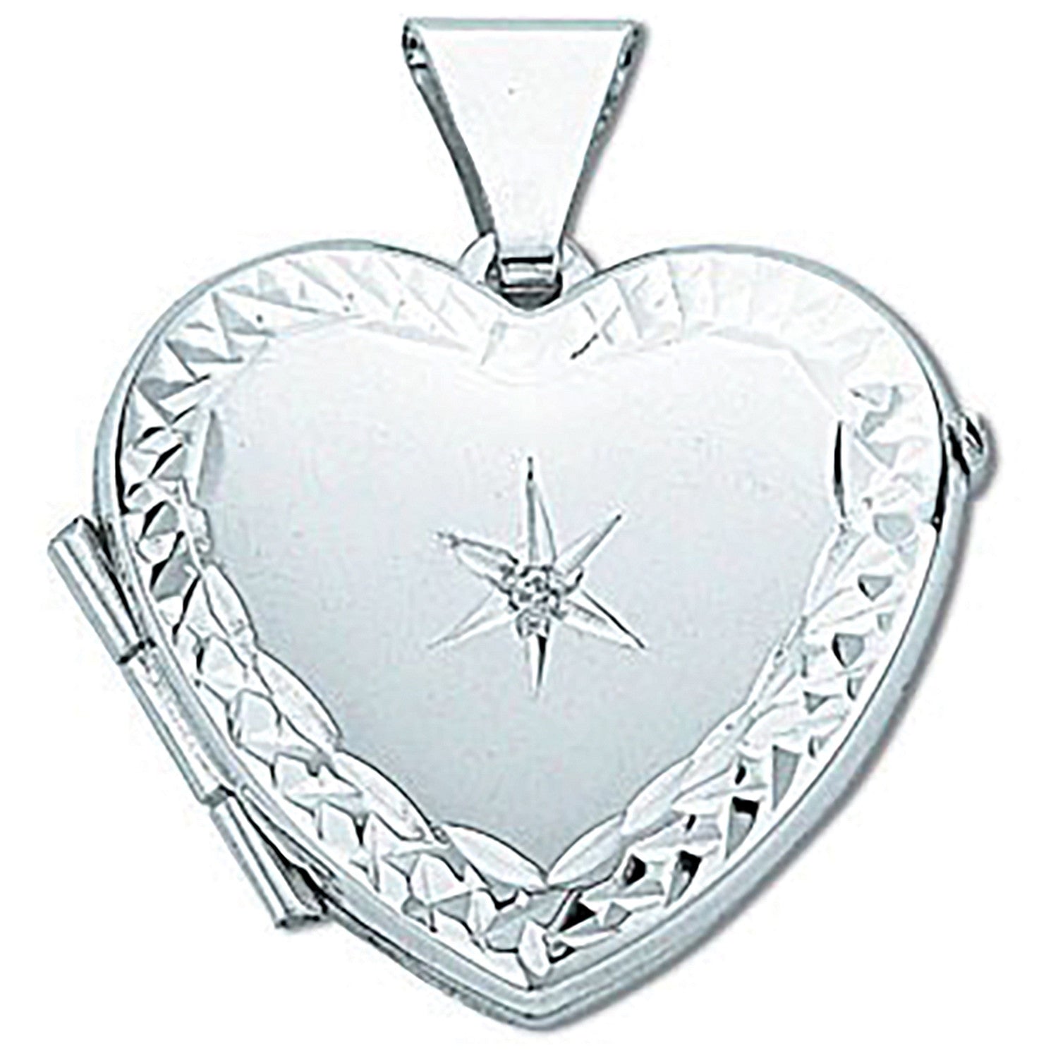 Sterling Silver Heart Shaped Diamond Set Locket