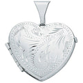 Sterling Silver Engraved Heart Shaped Family Locket