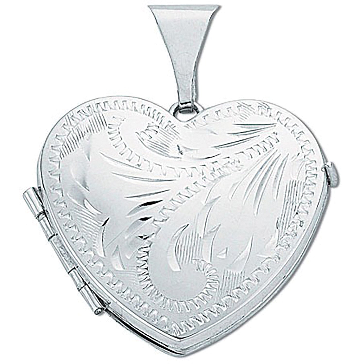 Sterling Silver Engraved Heart Shaped Family Locket