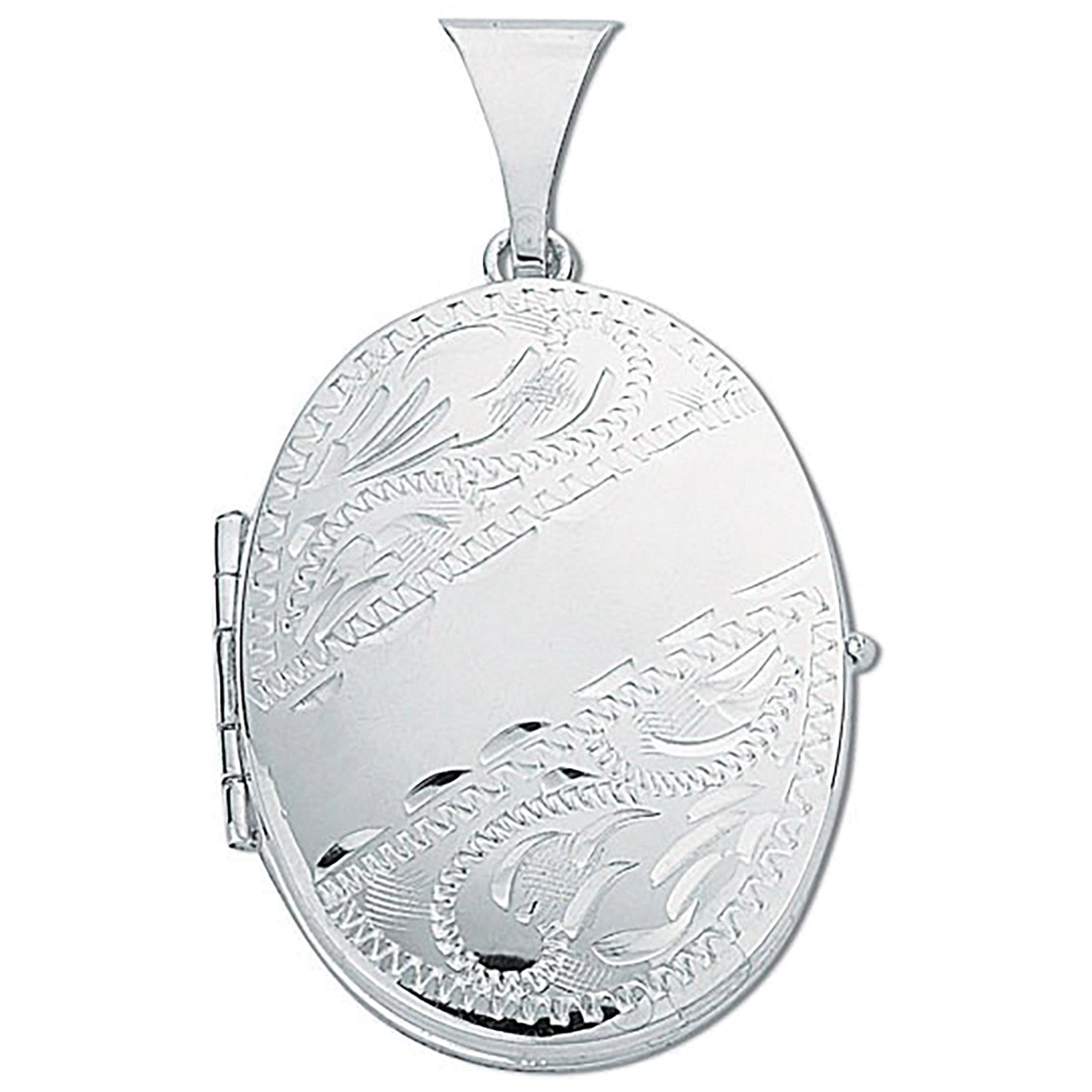 Sterling Silver Engraved Oval Shaped Family Locket