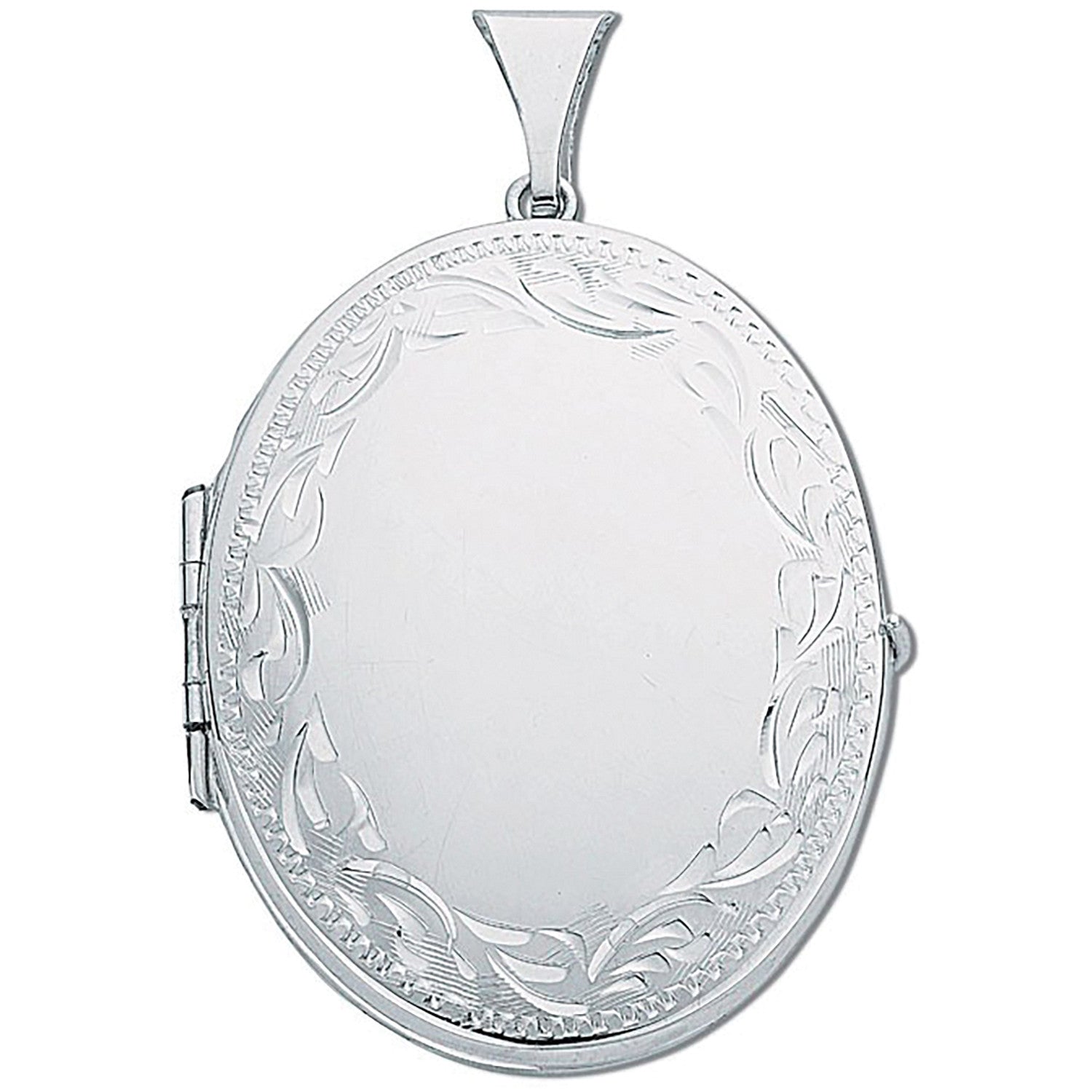 Sterling Silver Large Engraved Oval Shaped Family Locket