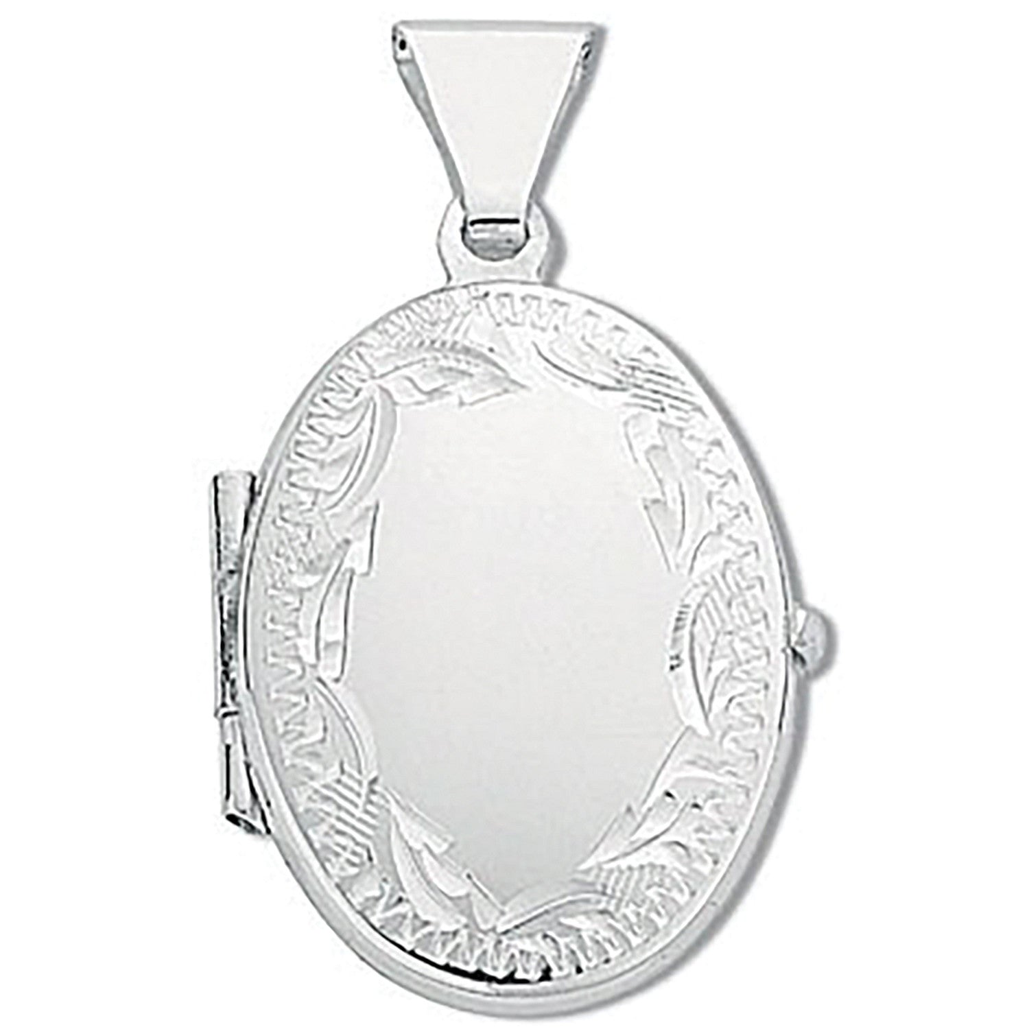 Sterling Silver Small Engraved Oval Shaped Locket