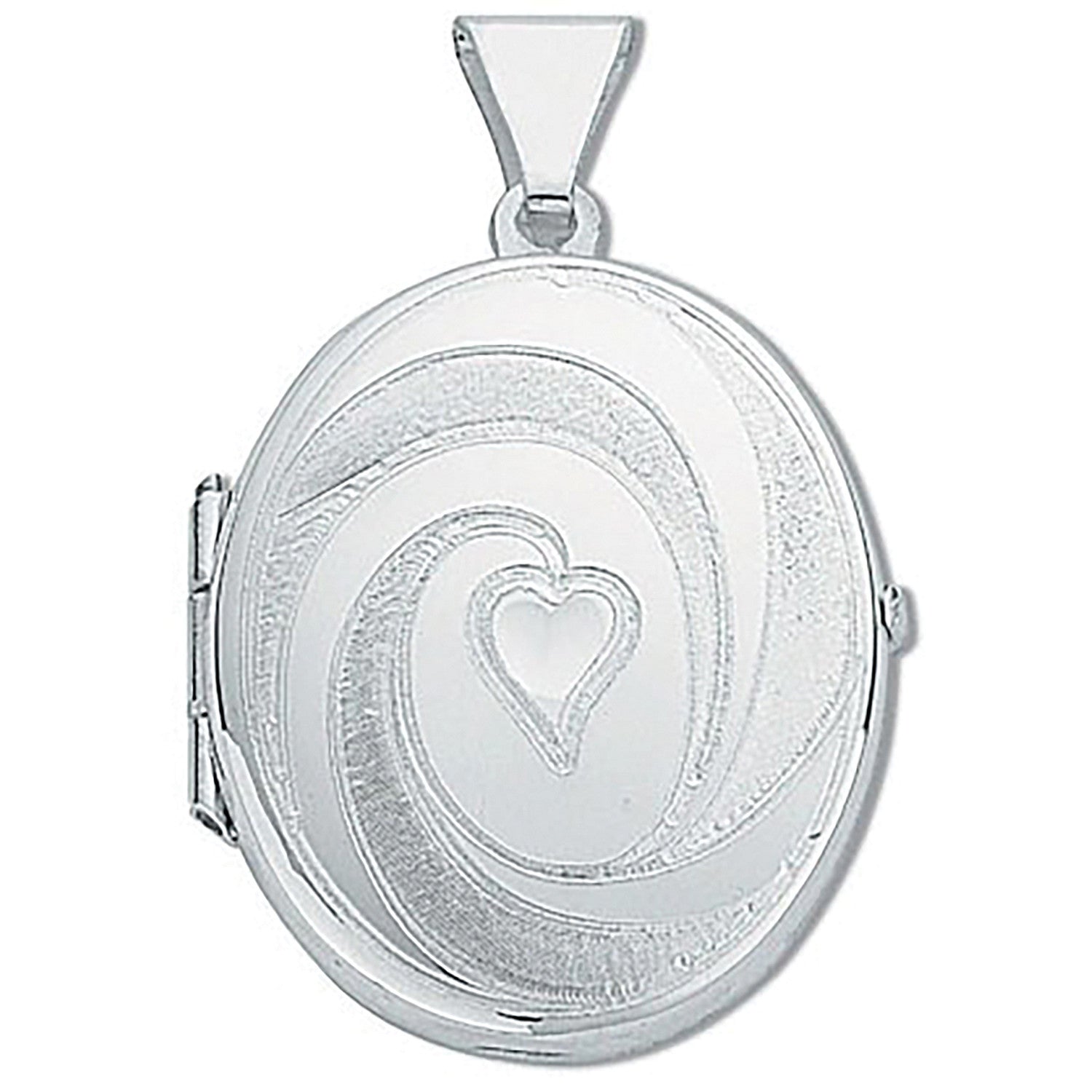 Sterling Silver Medium Engraved Oval Shaped Locket