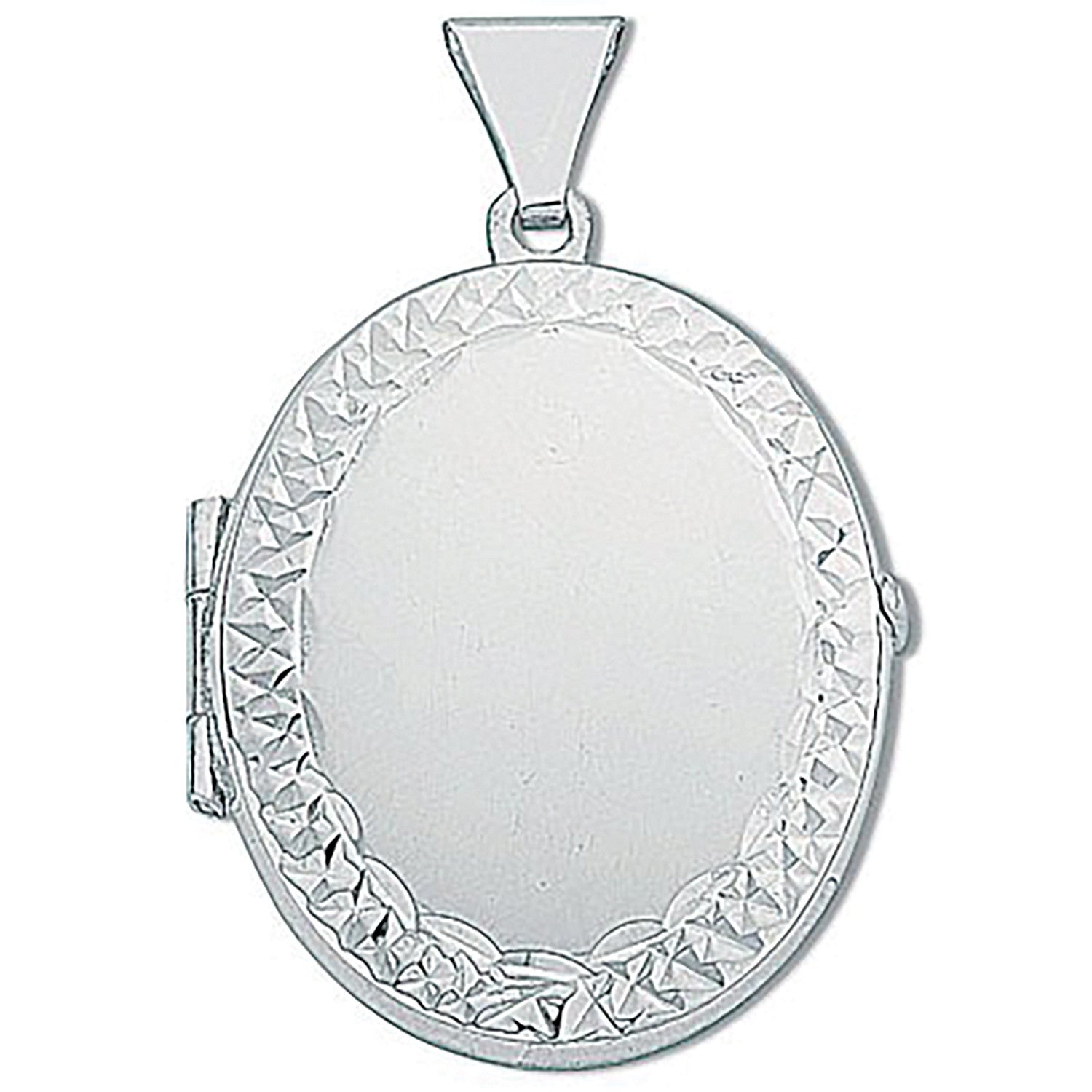 Sterling Silver Medium Engraved Oval Shaped Locket