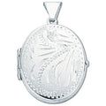 Sterling Silver Medium Engraved Oval Shaped Locket