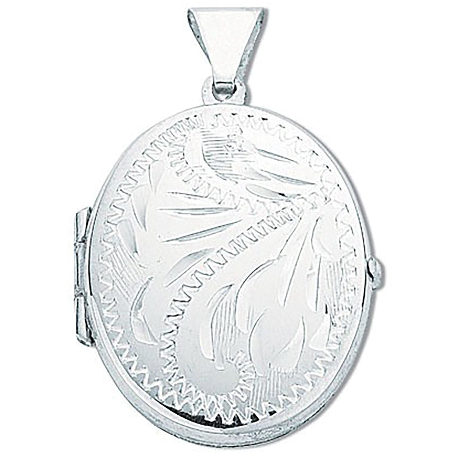 Sterling Silver Medium Engraved Oval Shaped Locket