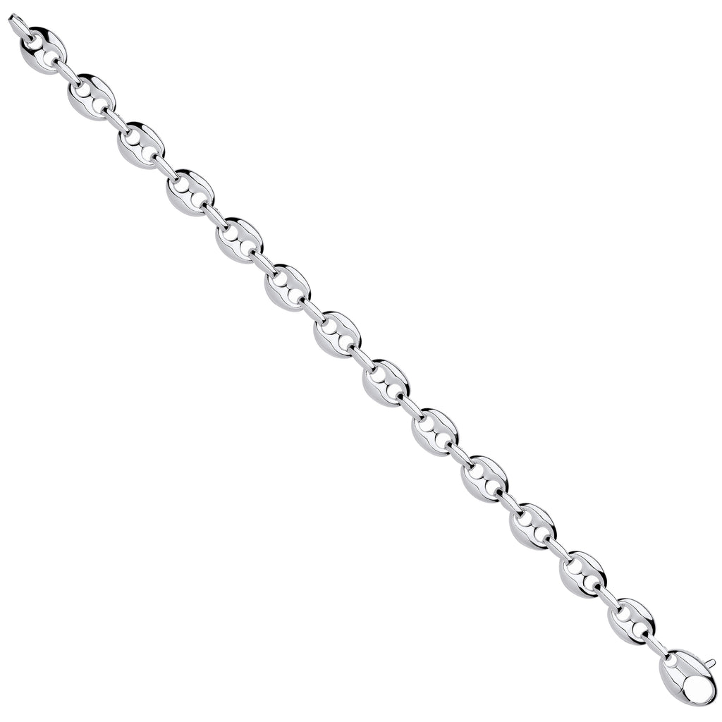 Sterling Silver Coffee Bean Link Gents Bracelet