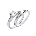 Sterling Silver Bridal Set Round Cubic Zirconias Half Eternity Ring