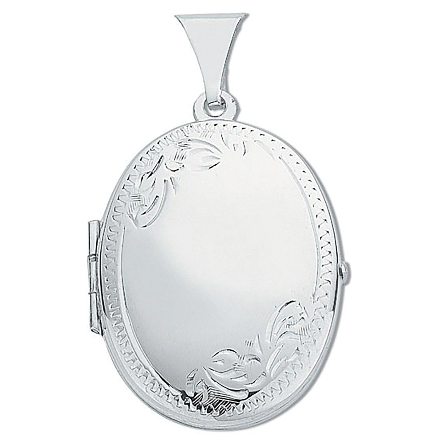 Sterling Silver Medium Engraved Oval Shaped Locket