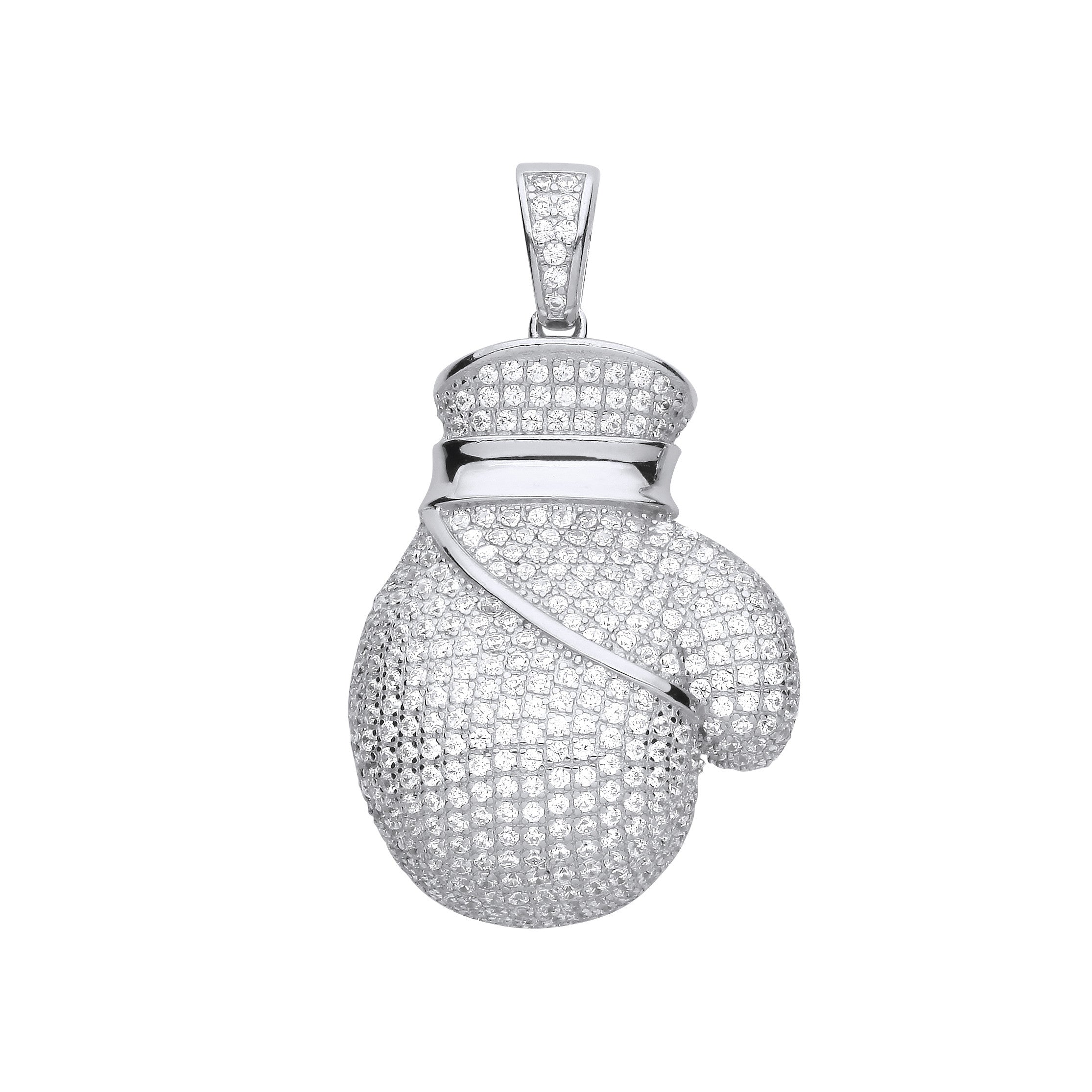 Sterling Silver Cubic Zirconia Big Boxing Glove Pendant