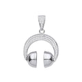 Sterling Silver Headphones Cubic Zirconia Pendant