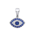 Sterling Silver Evil Eye Blue Cubic Zirconias Pendant