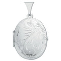 Sterling Silver Medium Engraved Oval Shaped Locket