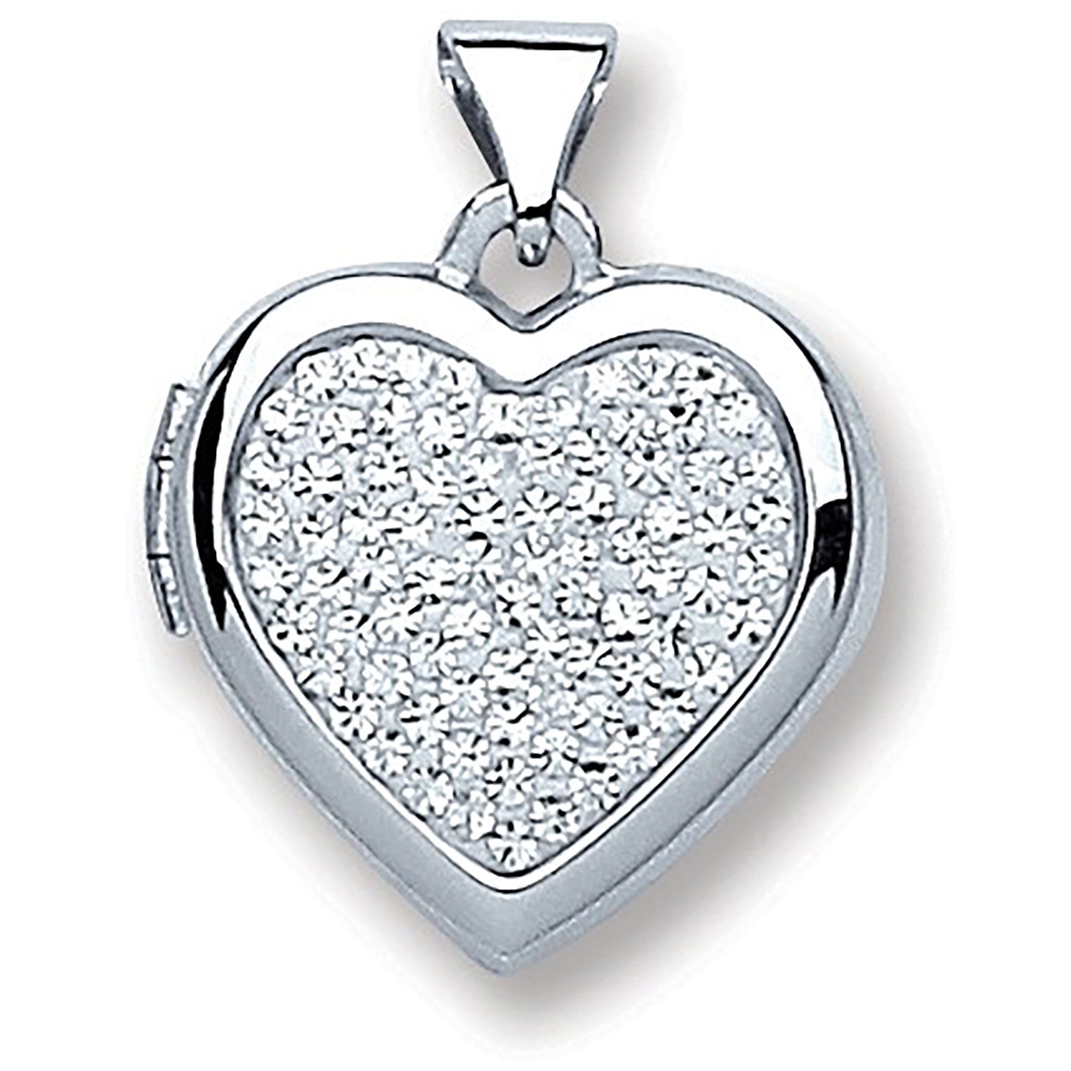 Sterling Silver Heart all Crystals Locket