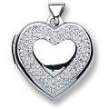 Sterling Silver Heart with Crystals Locket