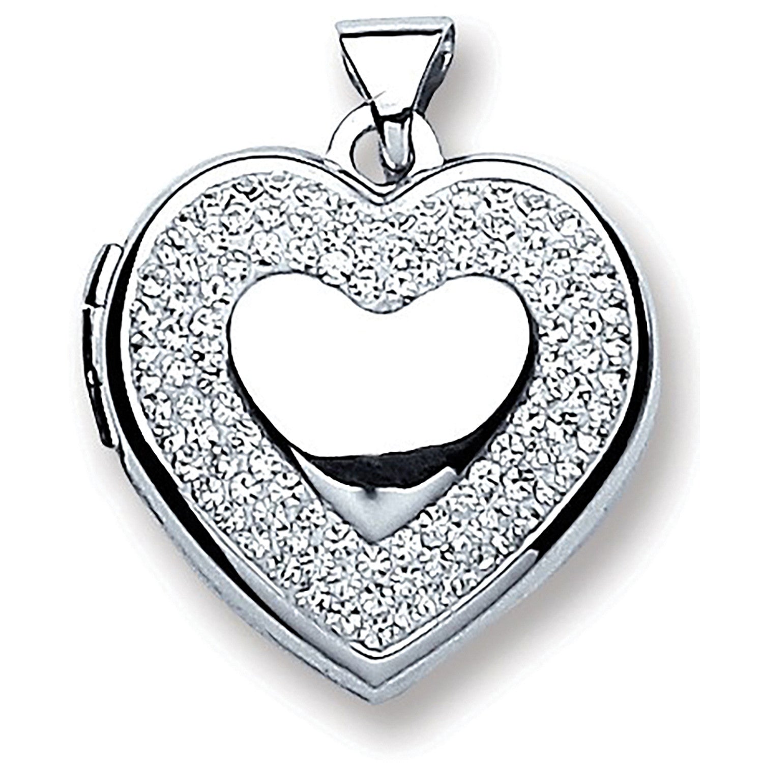 Sterling Silver Heart with Crystals Locket