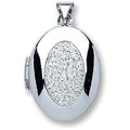Sterling Silver Oval with Crystals Locket