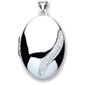 Sterling Silver Oval with Crystals Locket