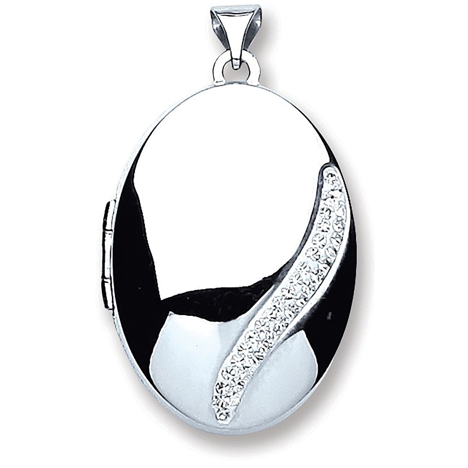 Sterling Silver Oval with Crystals Locket