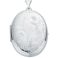 Sterling Silver Large Engraved Oval Shaped Locket