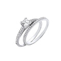 Sterling Silver Bridal Set Princess Cut Centre Cubic Zirconia Half Eternity Ring