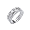 Sterling Silver Bridal Set Half Eternity 3 Ring