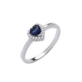Sterling Silver Blue Cubic Zirconia Heart Ring