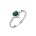 Sterling Silver Green Cubic Zirconia Heart Ring