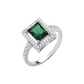 Sterling Silver Green Cubic Zirconia Halo Style Ring