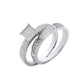 Sterling Silver Bridal Set Square Top Cubic Zirconia Half Eternity Ring