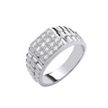 Sterling Silver Square Top Gents Cubic Zirconia Ring