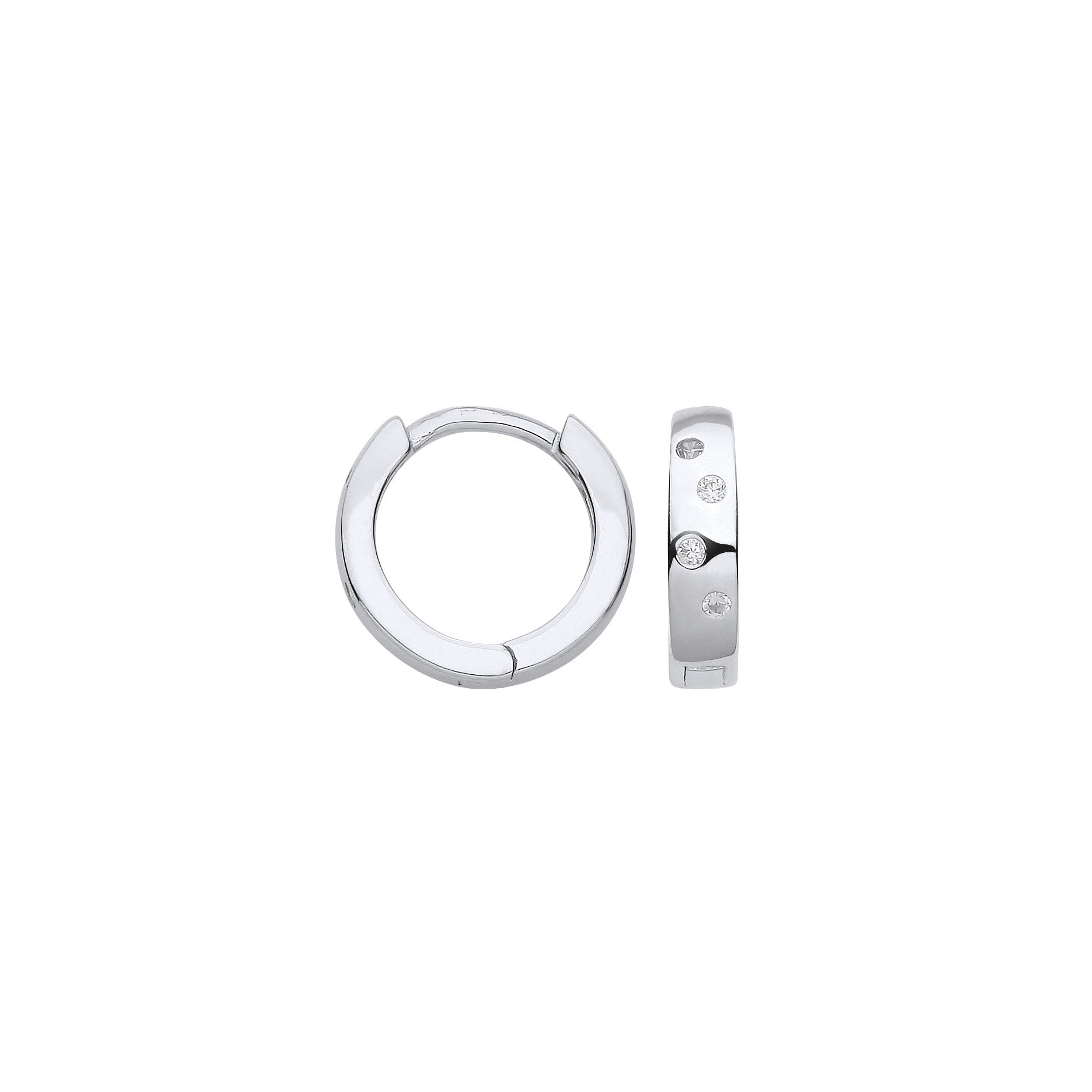 Sterling Silver Cubic Zirconia Hinged Huggies
