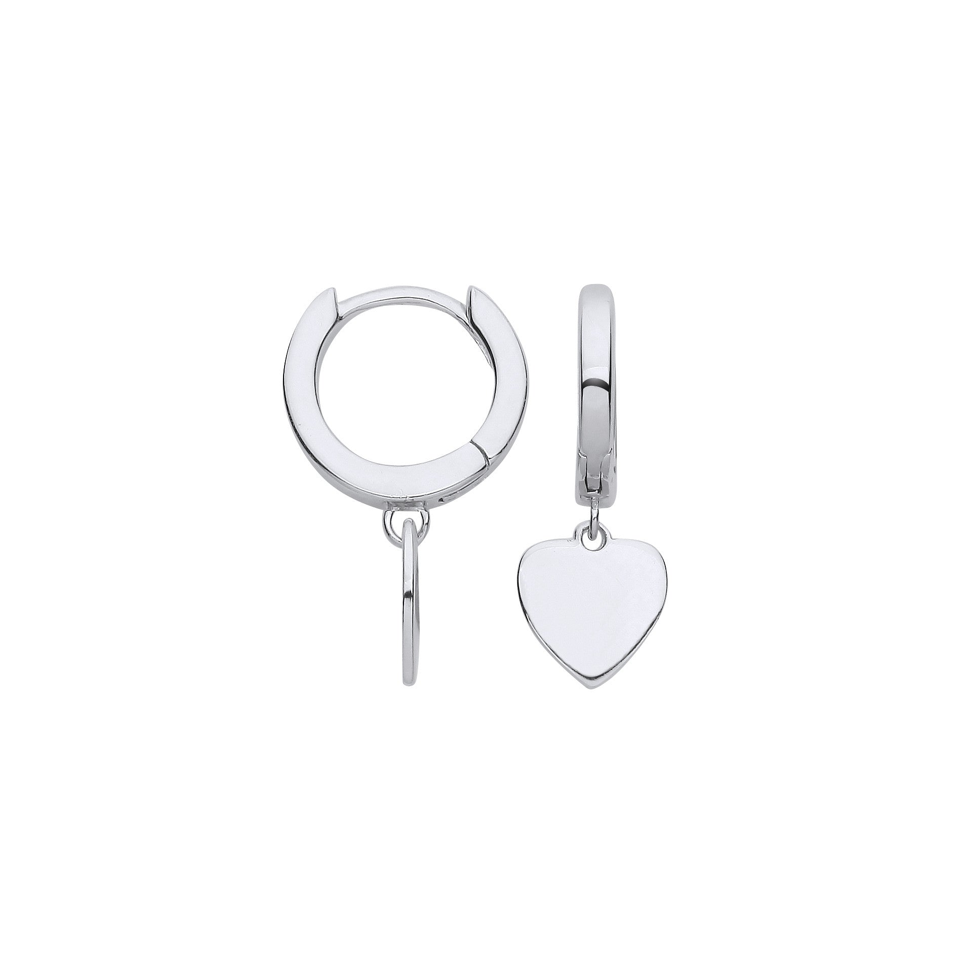 Sterling Silver Heart Hinged Huggies