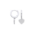 Sterling Silver Cubic Zirconia Heart Hinged Huggies