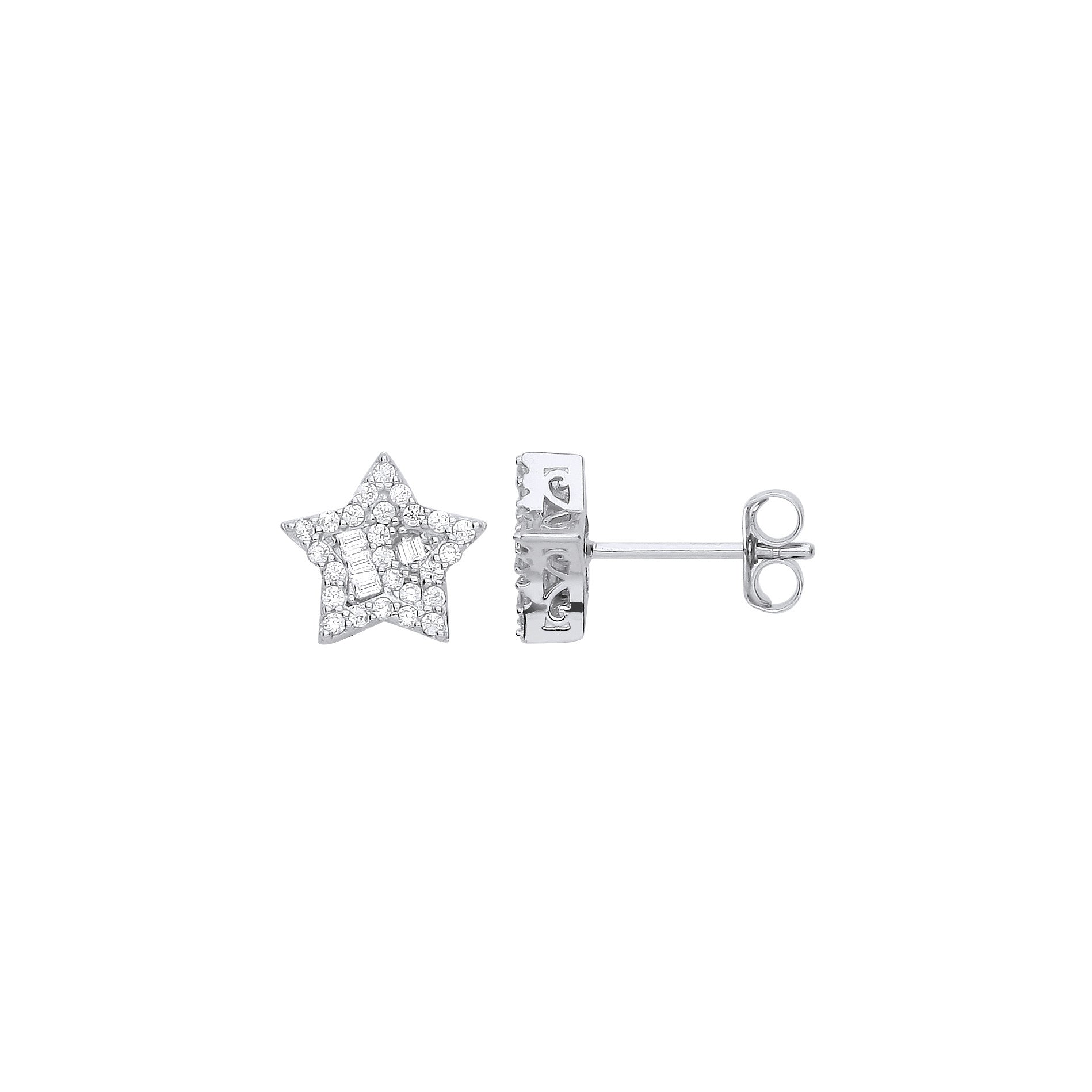 Sterling Silver Cubic Zirconia Star Studs